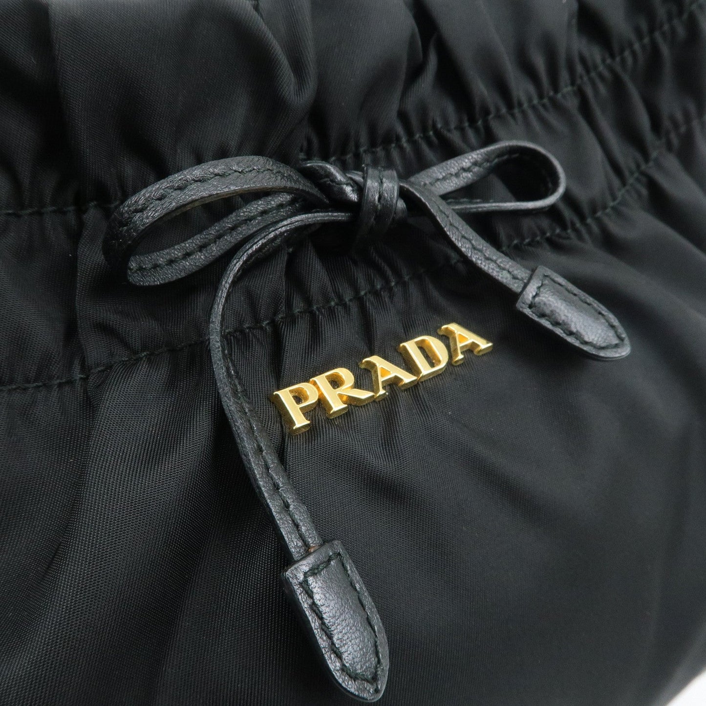 PRADA Nylon Leather Shoulder Bag Black  d
