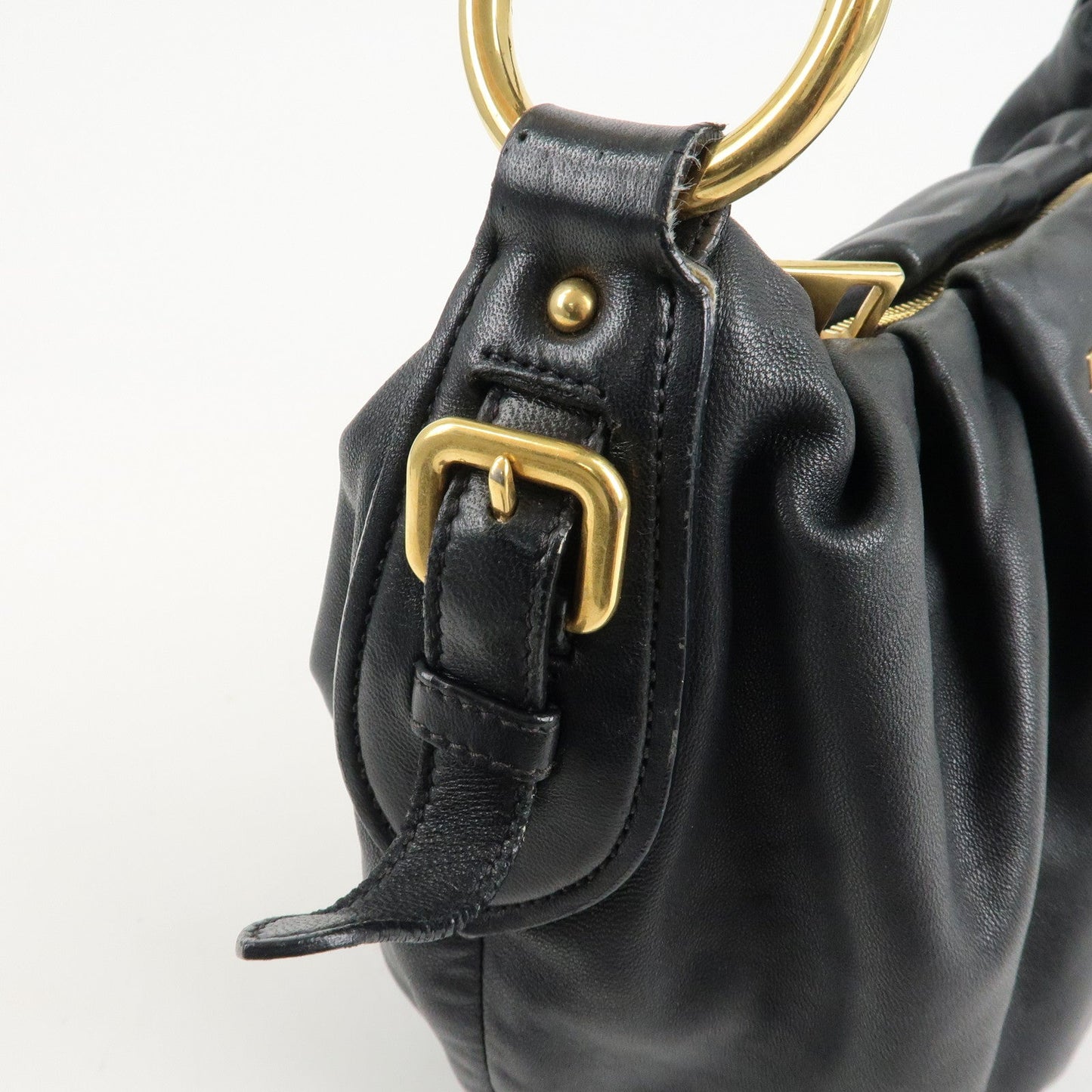 PRADA Leather 2Way Hand Bag Shoulder Bag Black BN2324  d