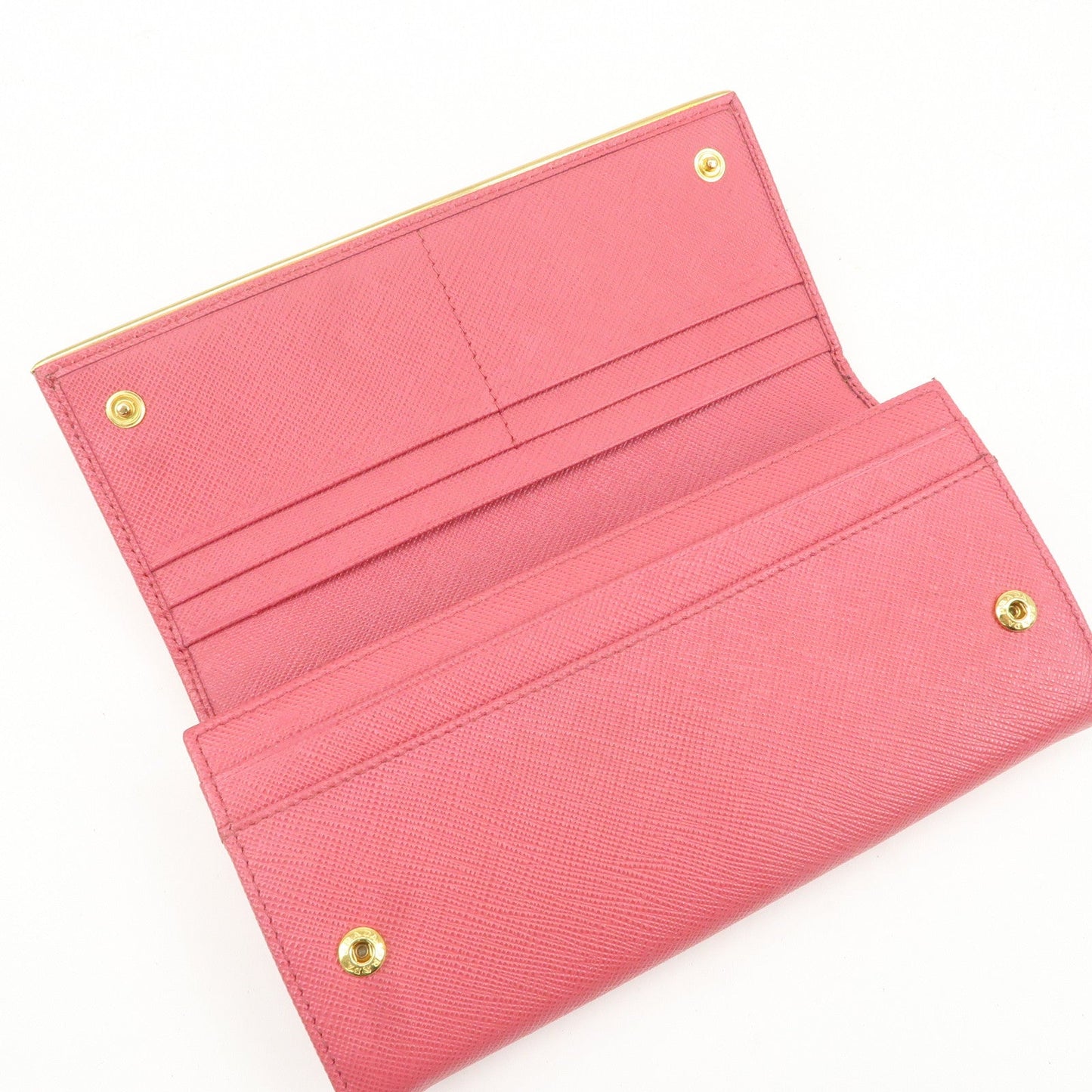 PRADA Saffiano Leather Bi Fold Long Wallet Pink 1MH132  d