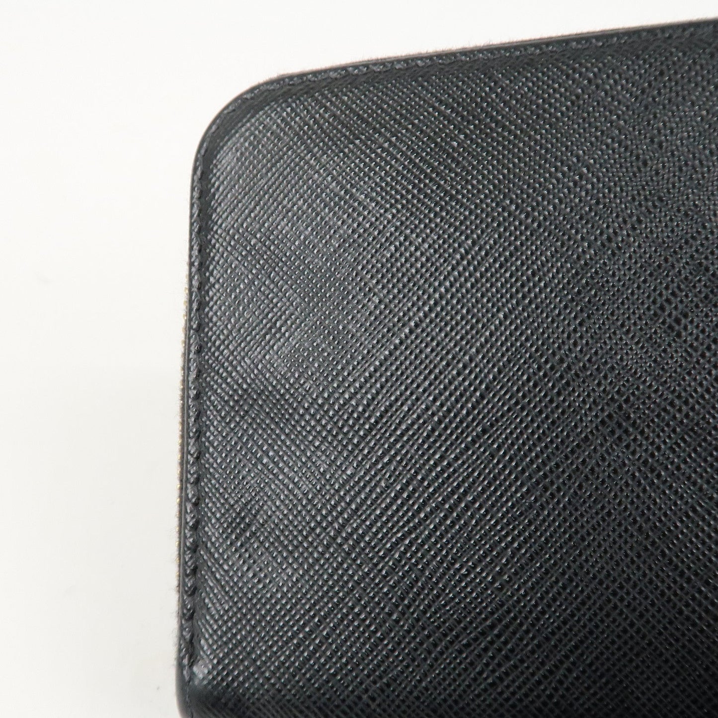 PRADA Saffiano Leather Round Zipper Long Wallet Black 1M0506  d