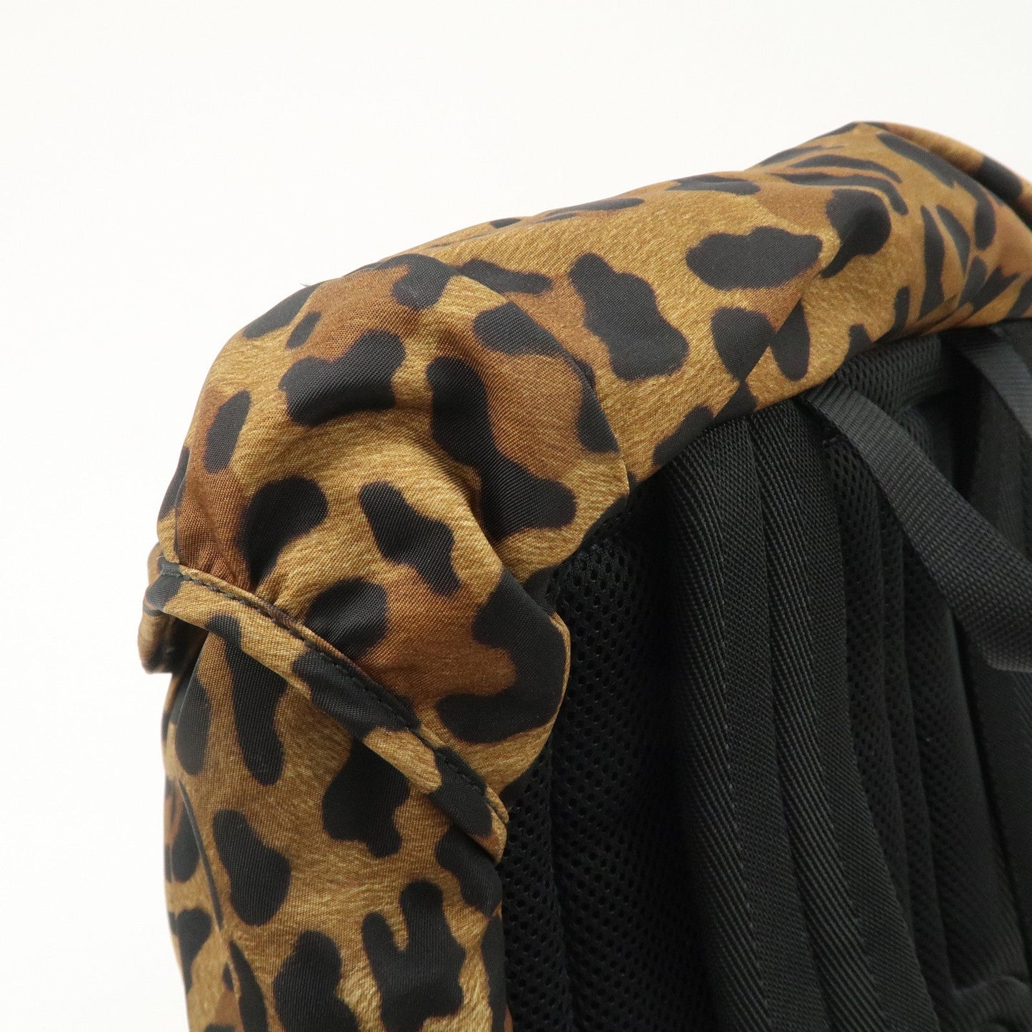 PRADA Nylon Leopard Print Back Pack Brown Black 2VZ062  d