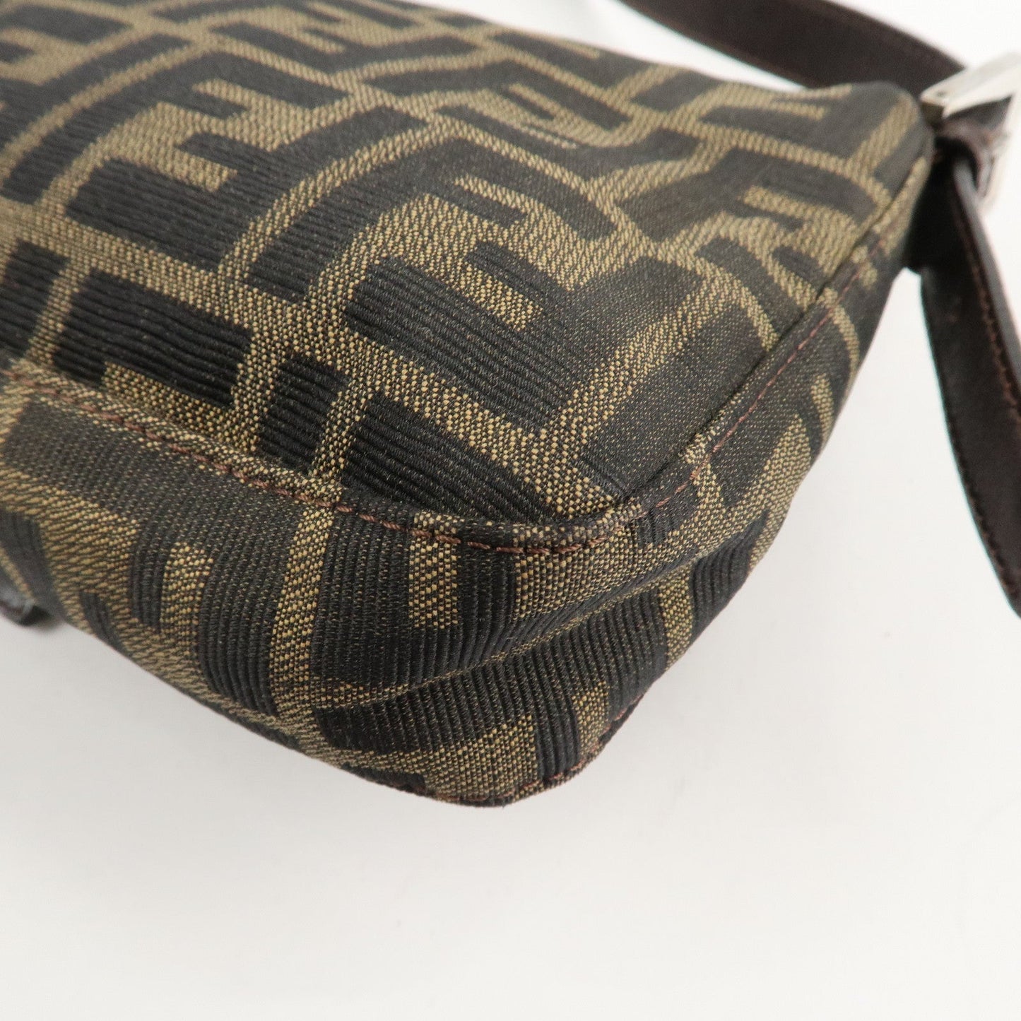 FENDI Mamma Bagguette Zucca Canvas Leather Shoulder Bag 26424  d