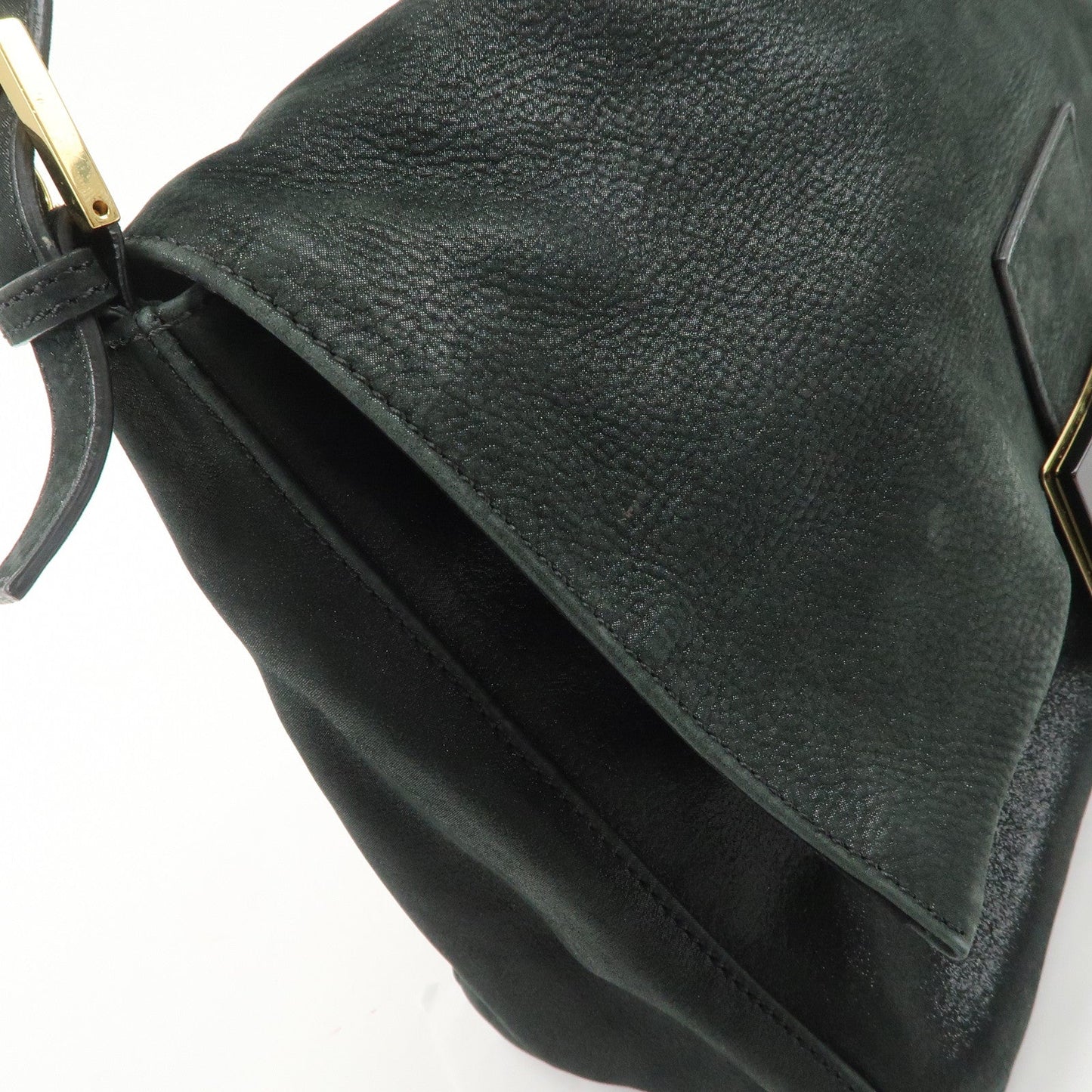 FENDI Mamma Baguette Leather Chain Shoulder Bag Gold Black 8BR638  d
