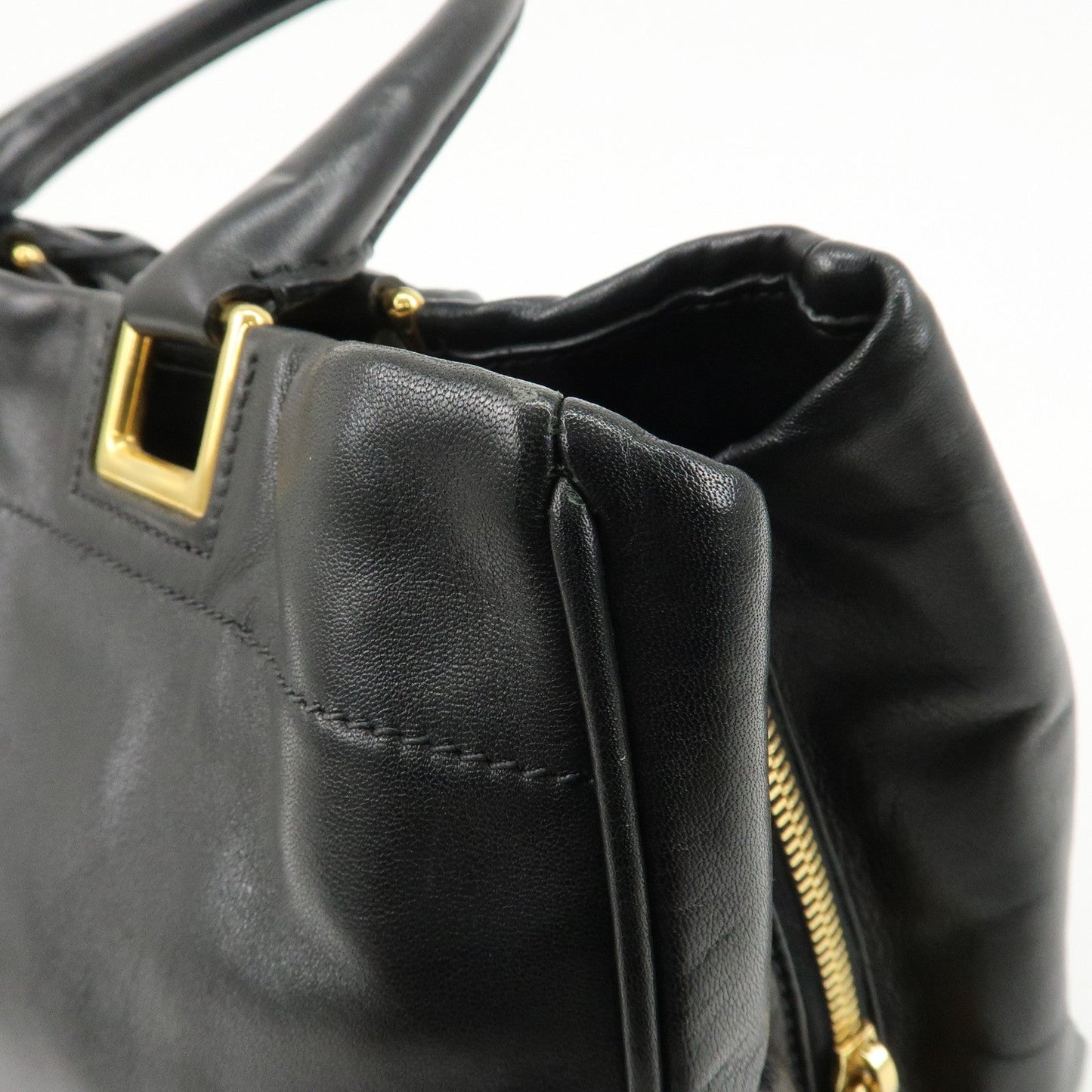 PRADA Leather Ribbon 2way Bag Hand Bag Black BN2244  d