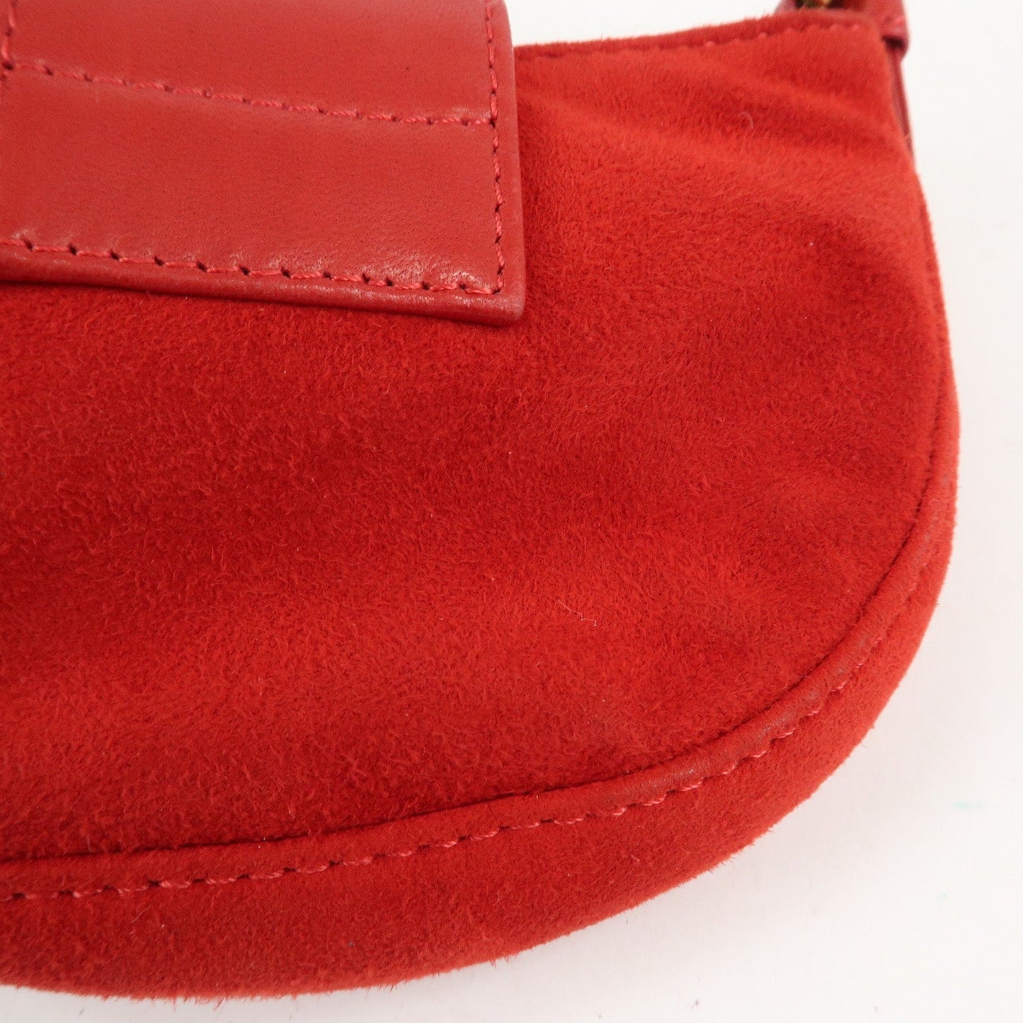 FENDI Suede Leather Mini Croissant Hand Bag Red 26673  d