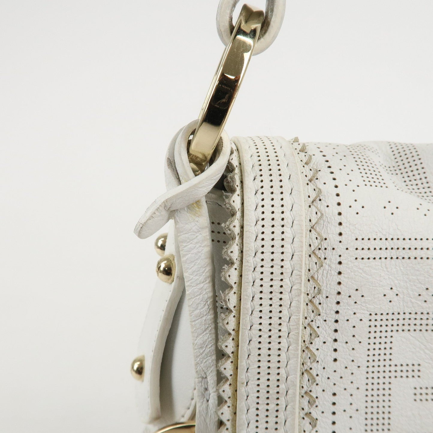 FENDI Zucca Leather Shoulder Bag Hand Bag White 8BR445  d