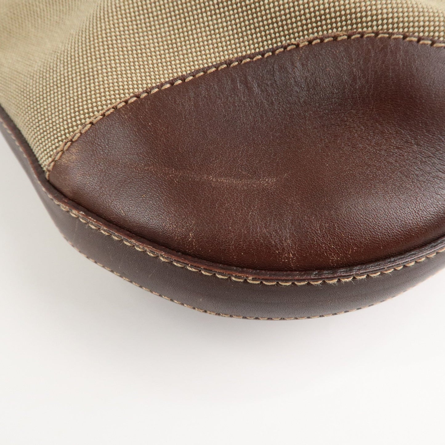 PRADA Logo Jacquard Leather Shoulder Bag Beige Brown  d