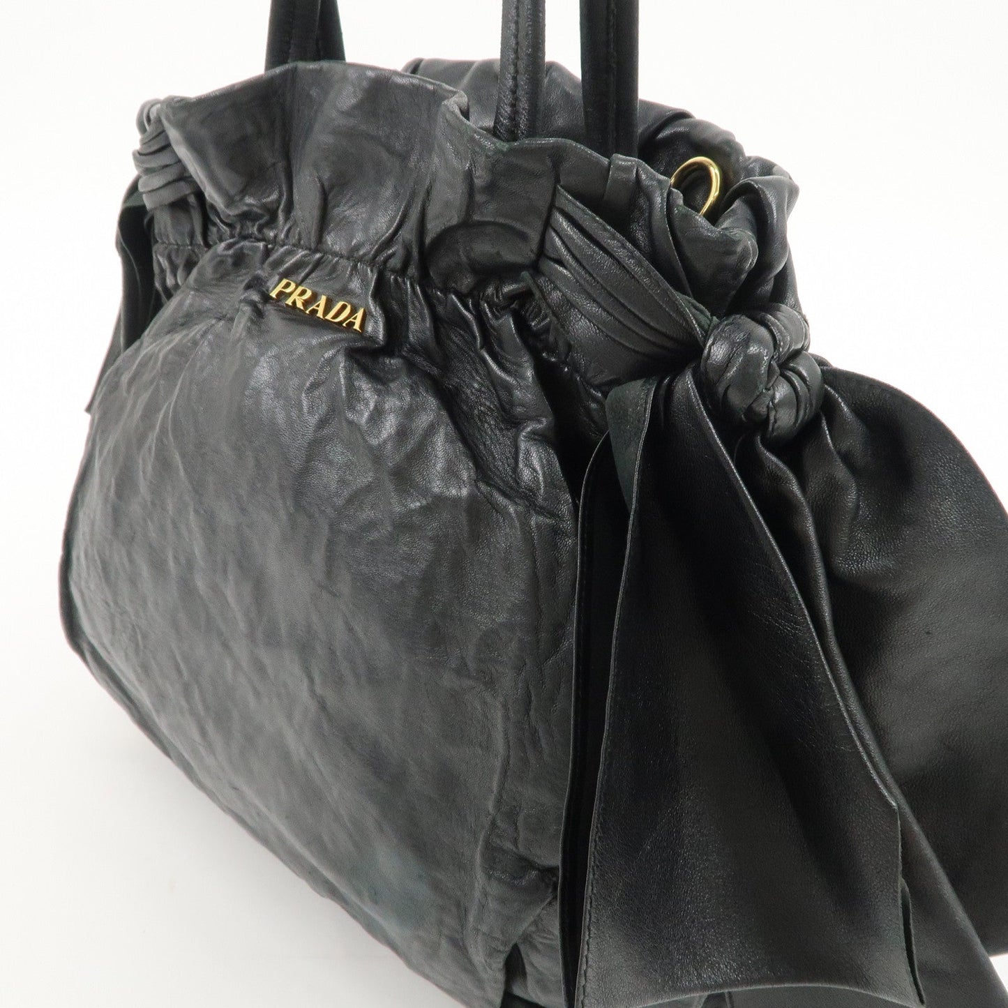 PRADA Leather Ribbon 2Way Bag Hand Bag Shoulder Bag BN1760  d