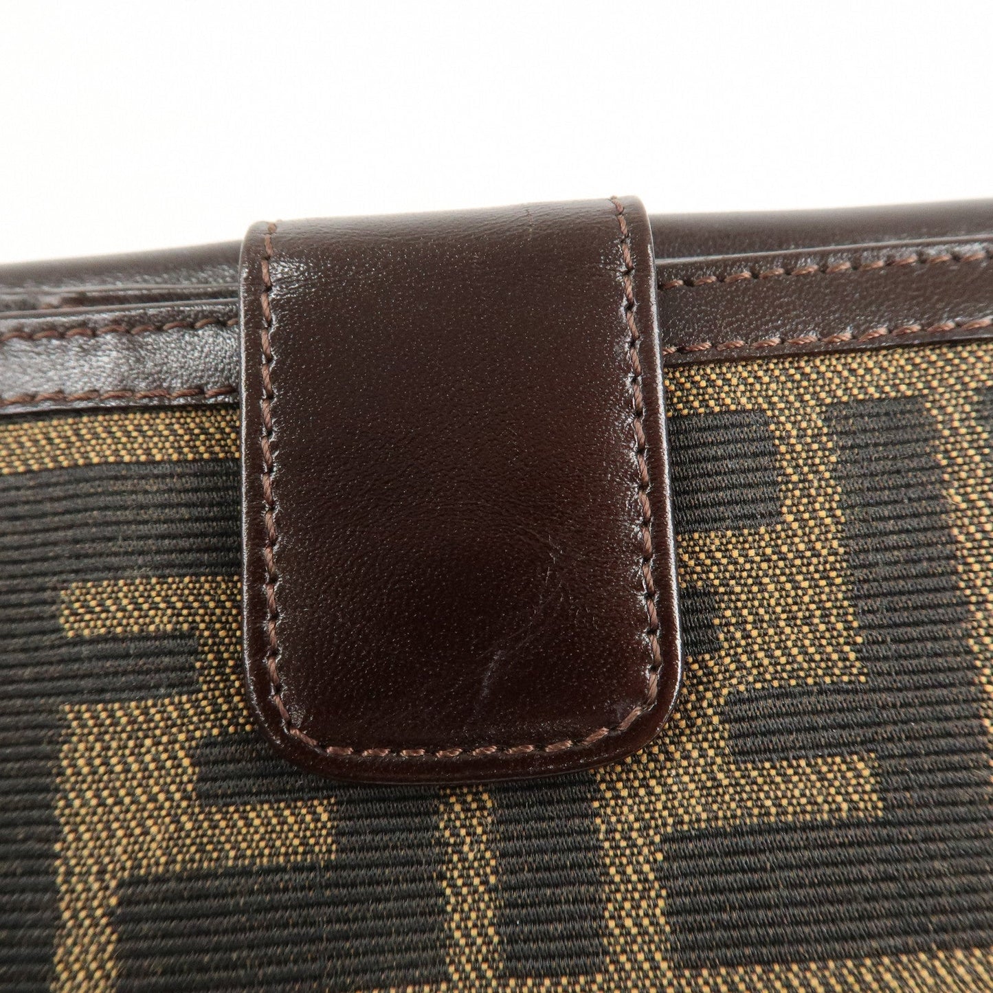 FENDI Zucca Canvas Leather W Hook Bifold Wallet 12671  d