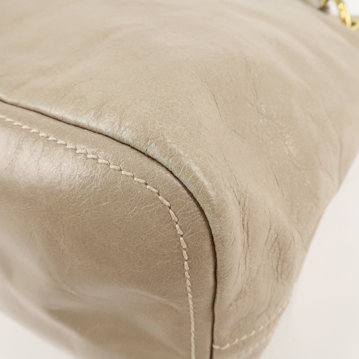 PRADA Leatehr Shoulder Bag Hand Bag Beige  d