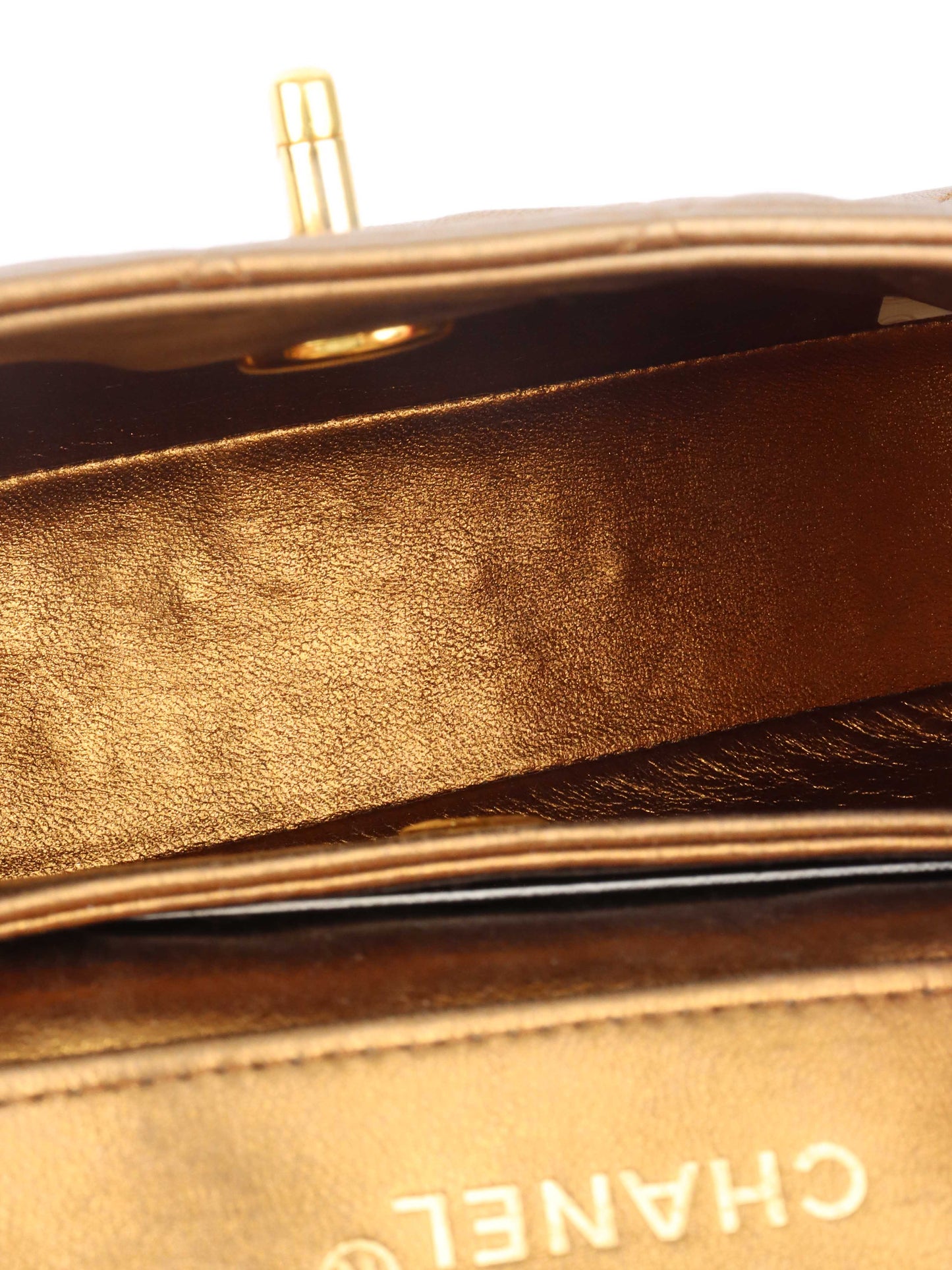 Chanel Gold Matellic   Chain Bag.