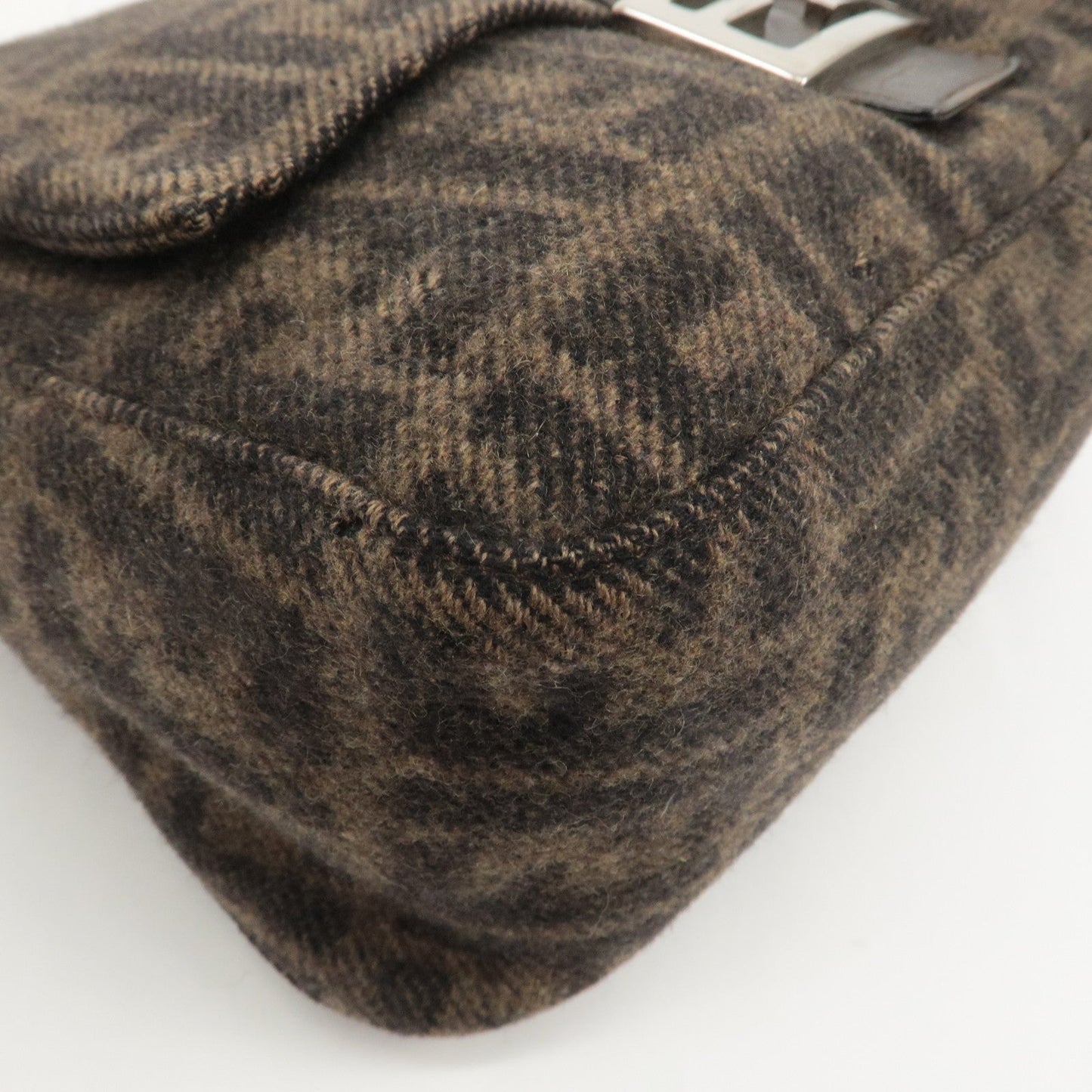 FENDI Mamma Baguette Zucca Wool Leather Shoulder Bag 26325  d