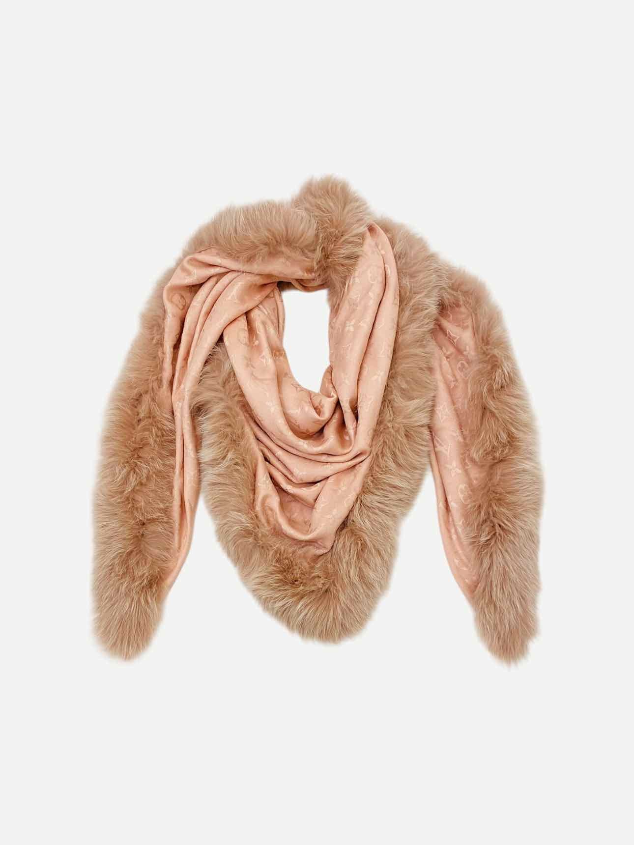 LOUIS VUITTON Pink & Brown Monogram Shawl