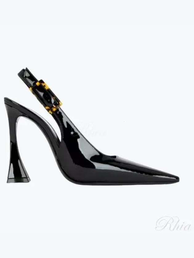 Luxury Saint Laurent Trending 2025 Dune Patent Leather Slingback Heels Black