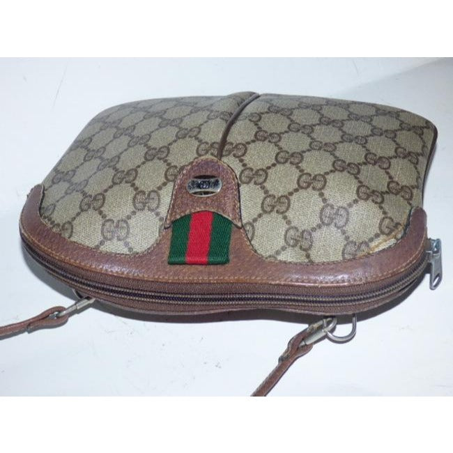 Gucci   Brown Large G Logo Print Coated Canvas And Brown Leather