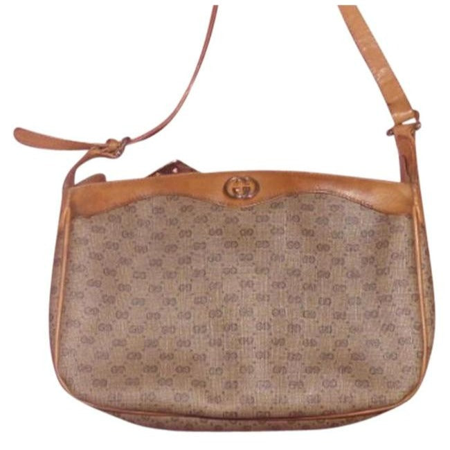 Gucci   Small G Logo Print Coated Canvas And Leather In Shades Of Brown