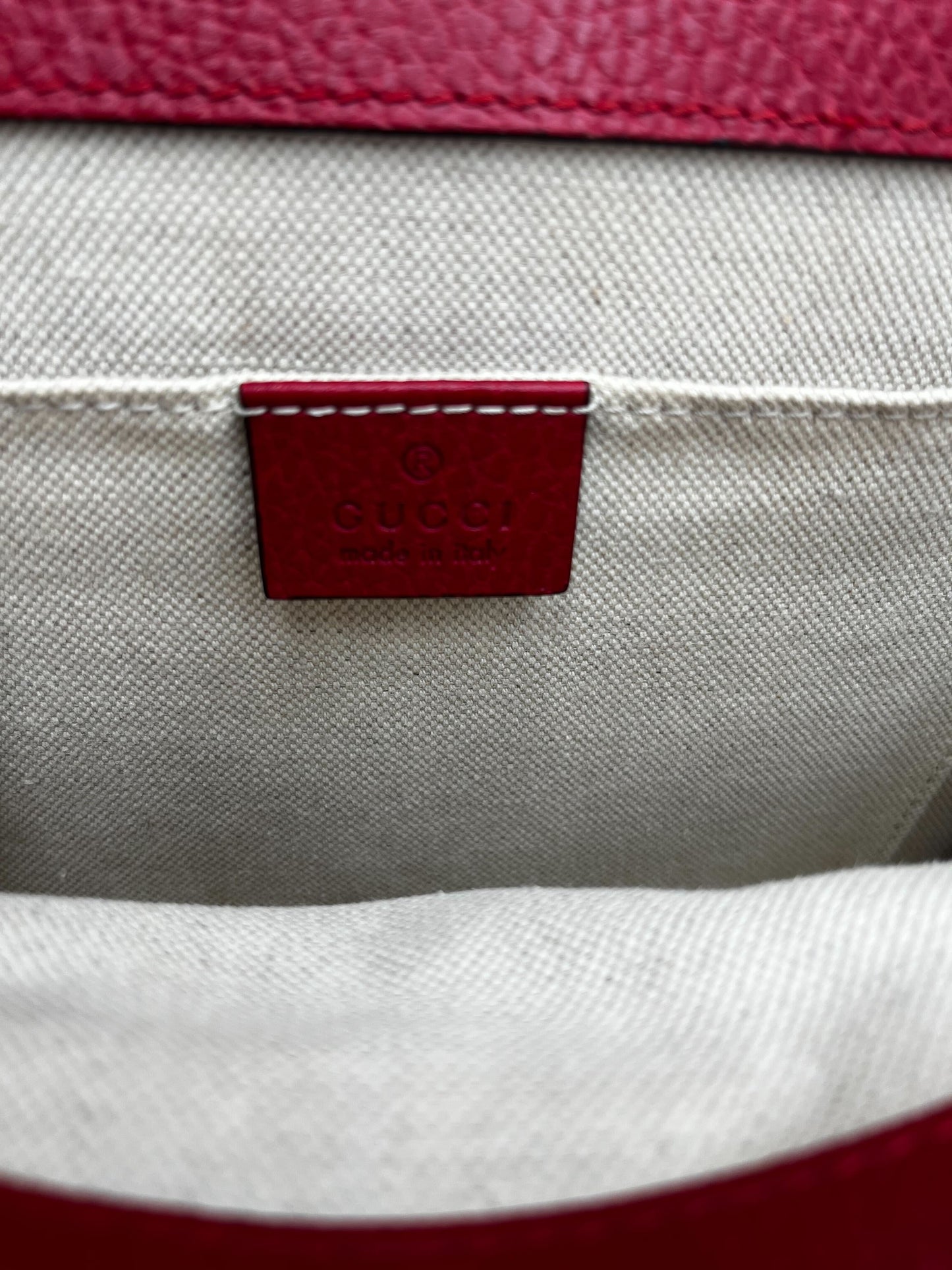 Gucci Dionysus Bamboo Top Handle Bag Leather Red Leather Handbag ( )