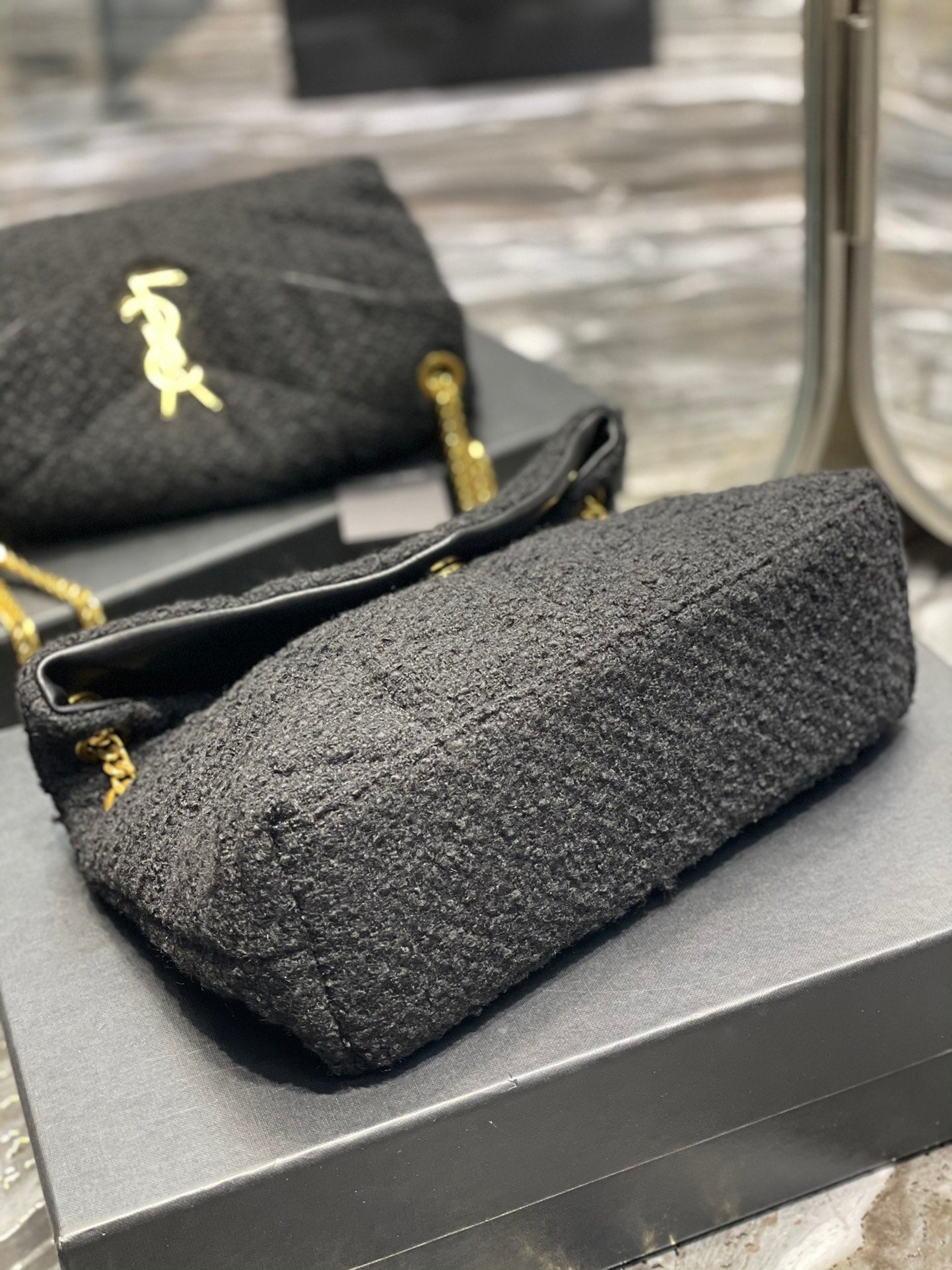 YSSL Puffer Small Chain Bag Black For Women, Women’s Bags 11in/29cm YSL‎
