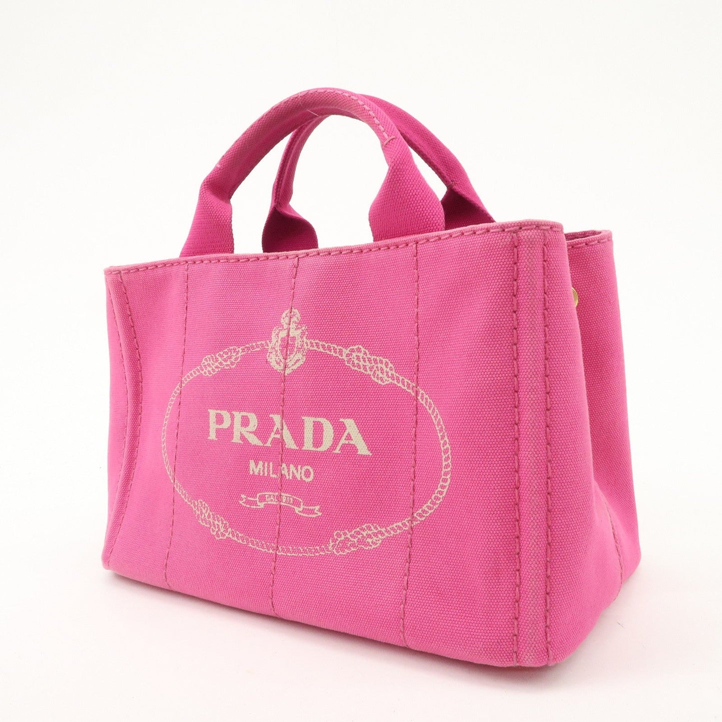 PRADA Logo Canapa Mini Canvas Tote Bag Hand Bag Pink BN2439  d