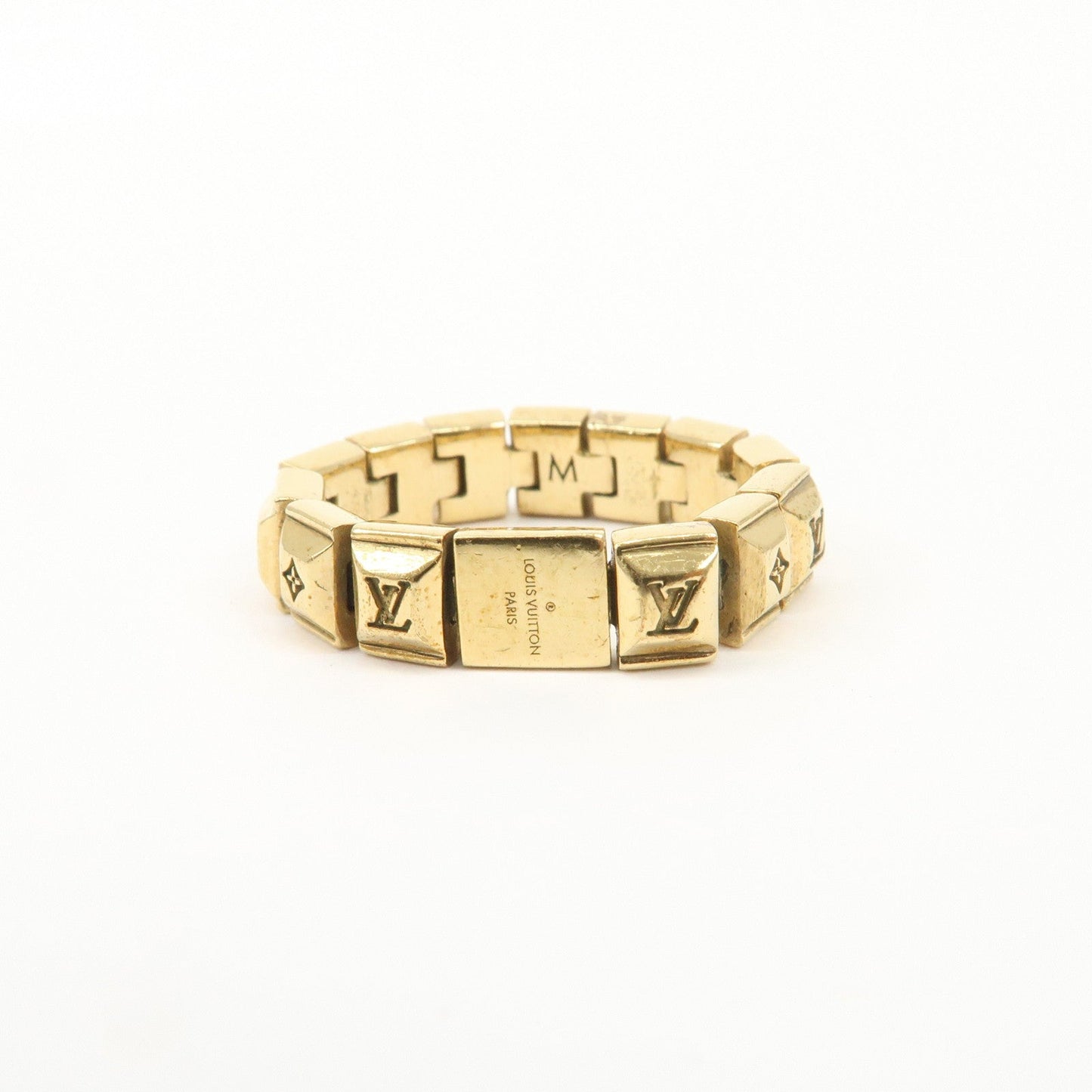 Louis Vuitton Metal Bague Nanogram Tennis Ring M Gold M64652  d