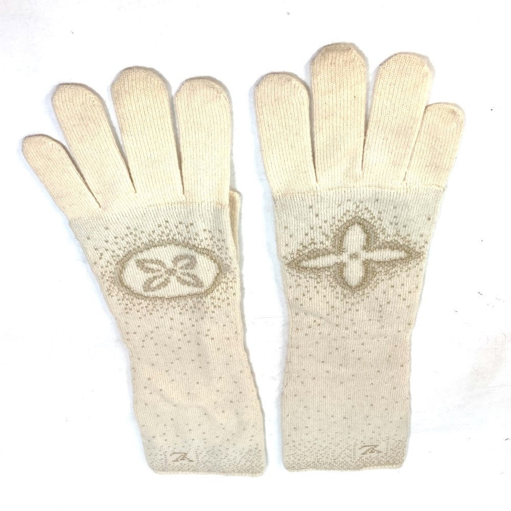 LOUIS VUITTON Glove Cashmere, Acetate Ivorytype logo Gonpoliana glitter LV Women 22‚ƒ‚�
