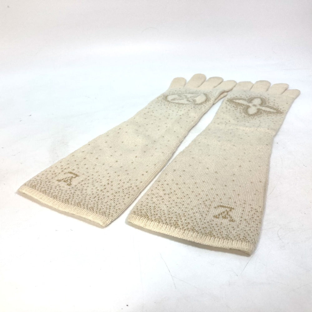 LOUIS VUITTON Glove Cashmere, Acetate Ivorytype logo Gonpoliana glitter LV Women 22‚ƒ‚�