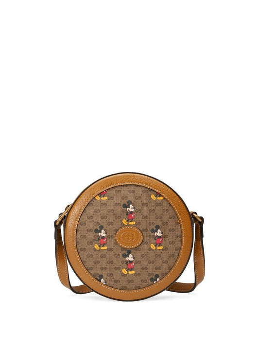Gucci - x Disney Mickey Mo -print shoulder bag - women - Cotton/Leather/Canvas - One Size - NEUTRALS