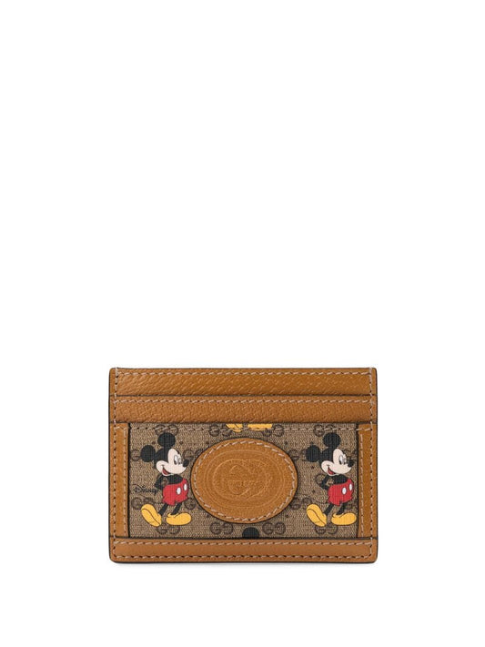 Gucci - x Disney GG and Mickey printed cardholder - women - Leather/Canvas - One Size - NEUTRALS
