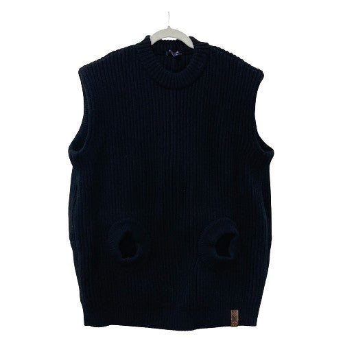 LOUIS VUITTON knit FLKW83 wool black hood sleeveless knit Women S