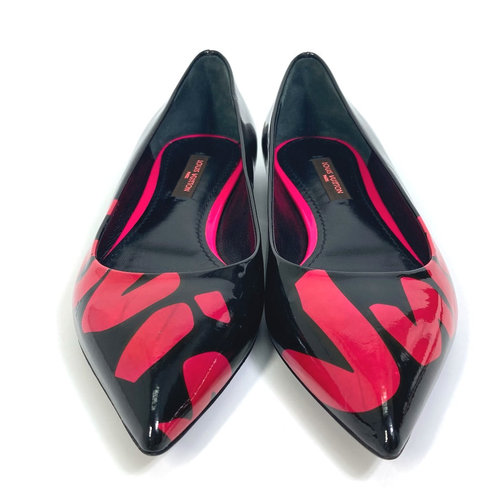LOUIS VUITTON Leather shoes Patent leather Black x pink Pumps Petanko Monogram graffiti Women 34