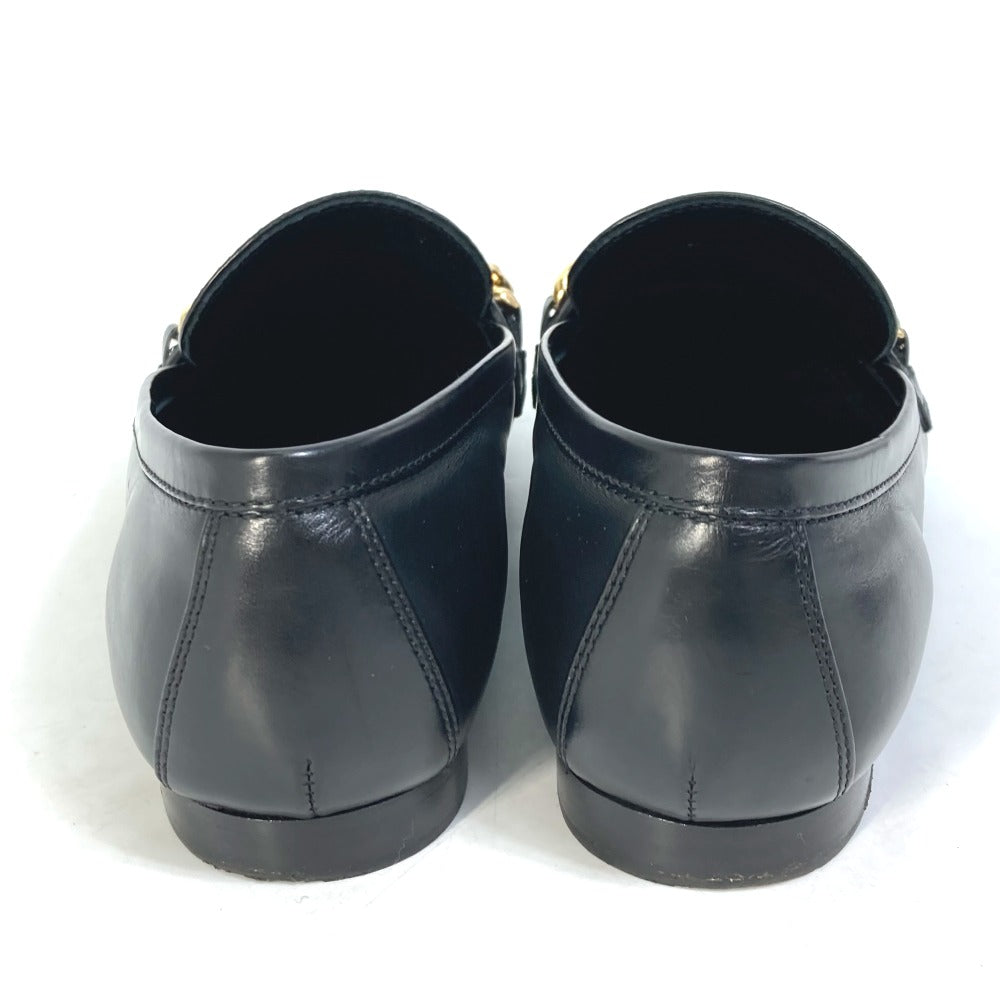 LOUIS VUITTON loafers Model number unknown leather black 18 years Petanko shoes LV Chain logo Women 35.5