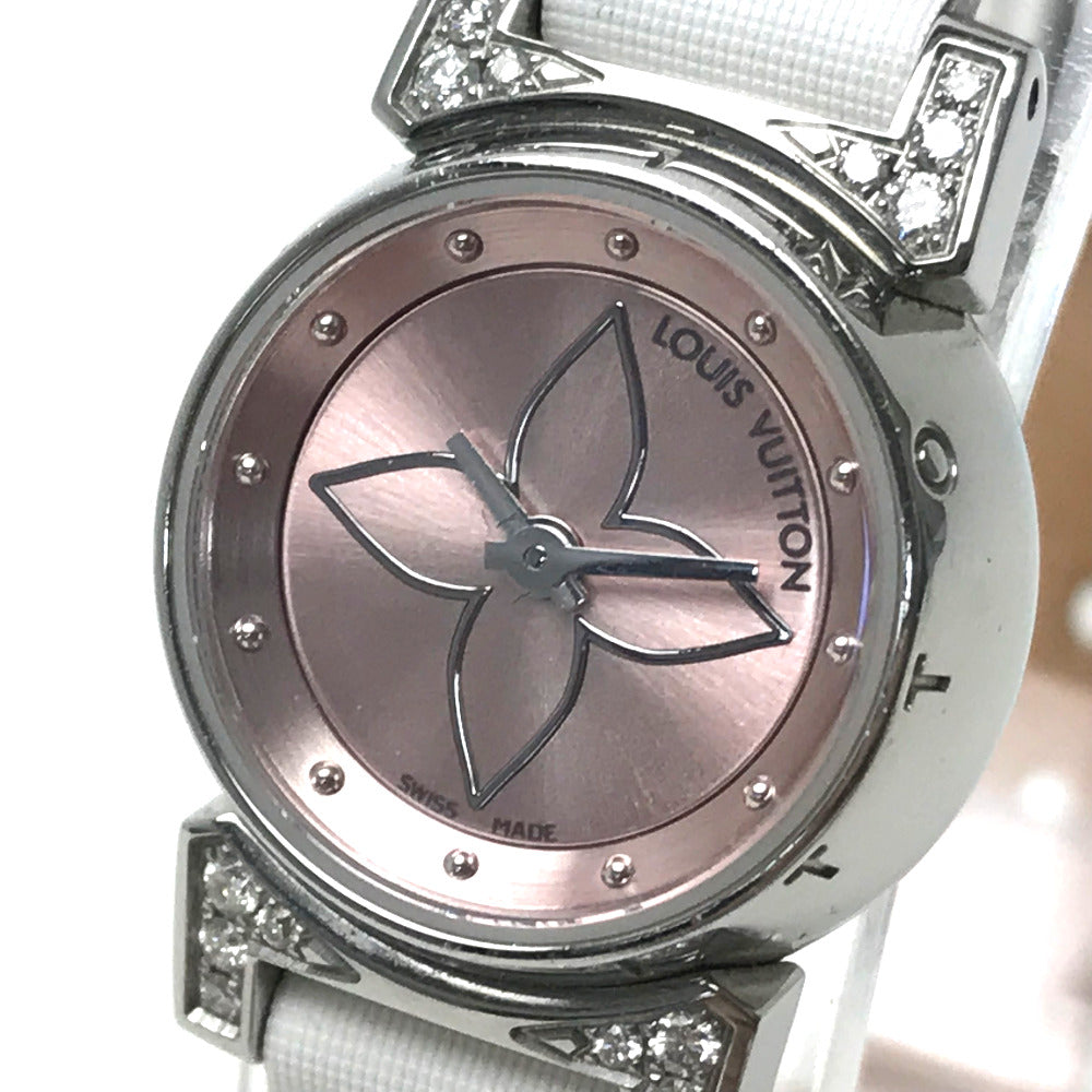 LOUIS VUITTON Watches Quartz Q151P Stainless Steel Pink type Rug diamond Tambour Viju pink dial Women