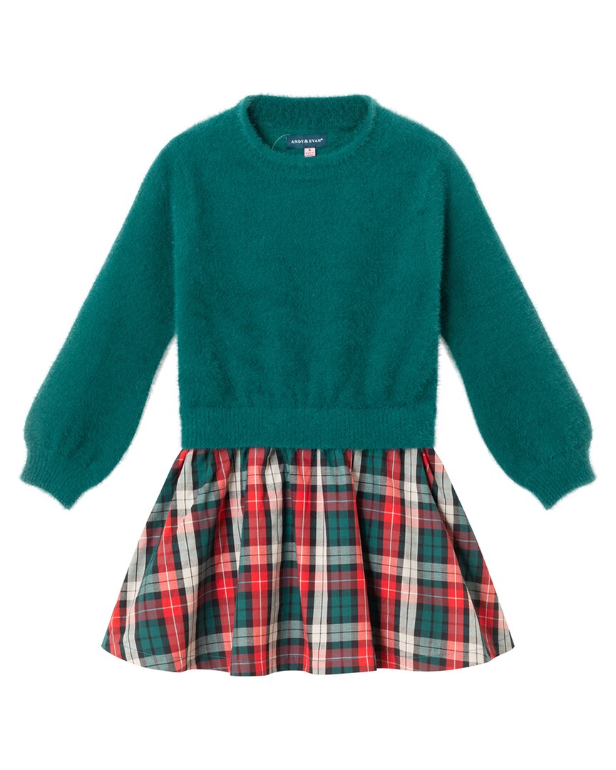 Andy & Evan Chenille/Plaid Flannel 2Fer Dress