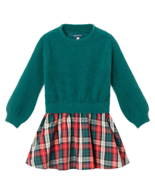 Andy & Evan Chenille/Plaid Flannel 2Fer Dress