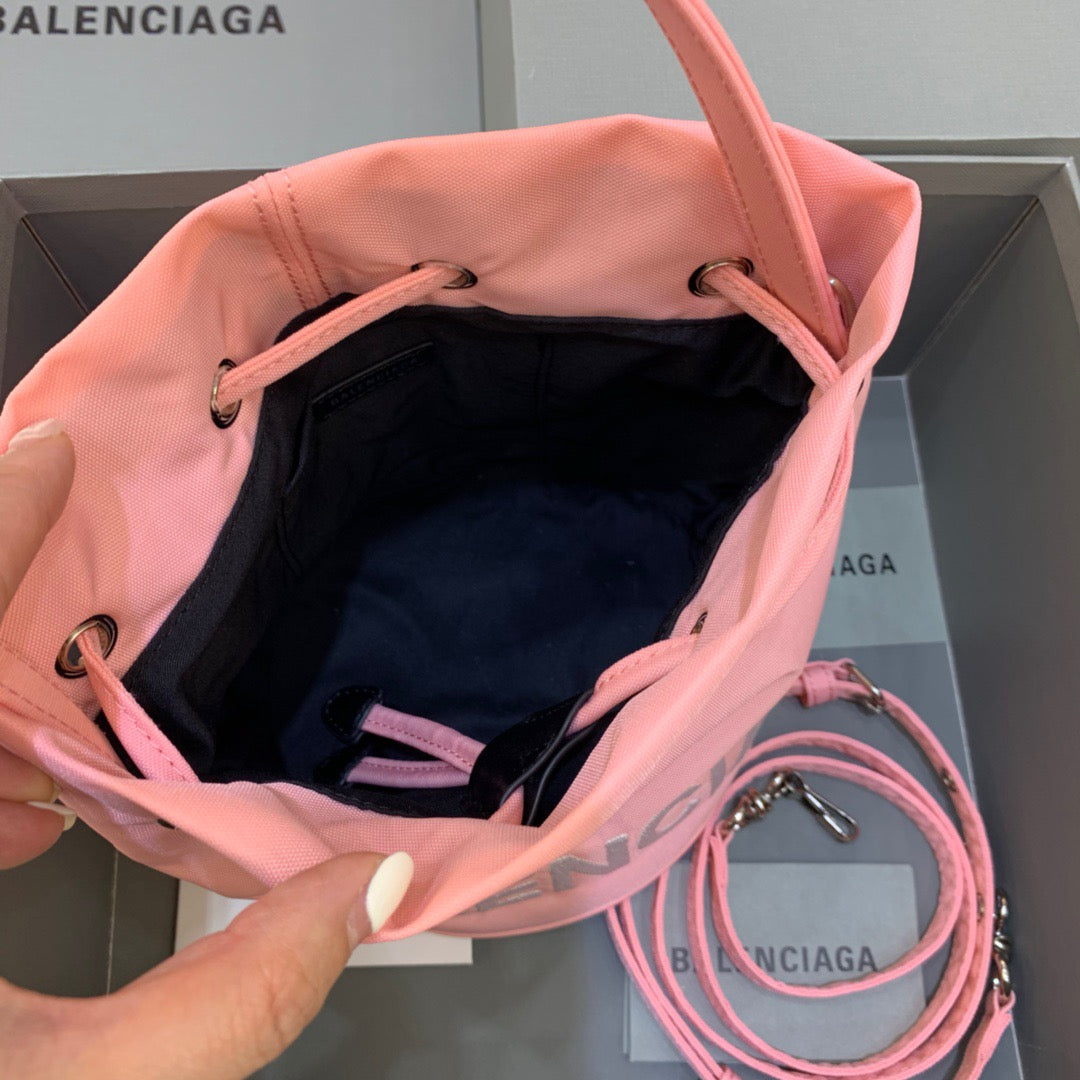 Balen Le Cagole MeTop Qualityum Bucket Bag In Light Pink, For Women,  Bags 11.8in/30cm