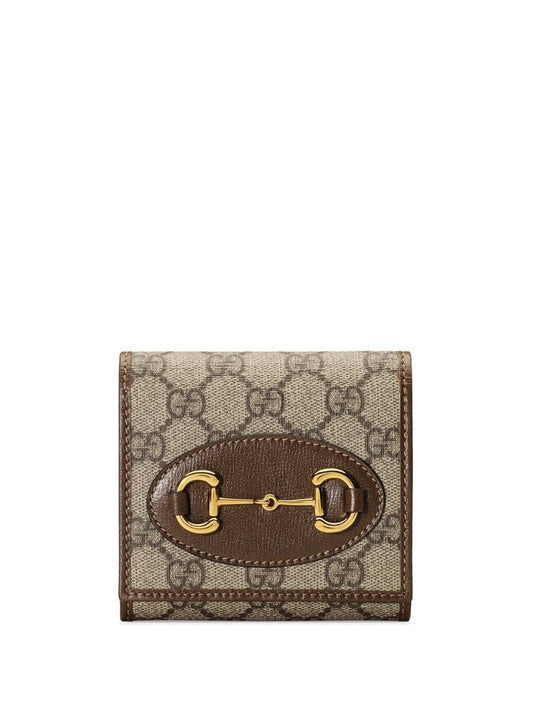 Gucci - Gucci 1955 Horsebit medium wallet - women - Leather/Canvas - One Size - NEUTRALS