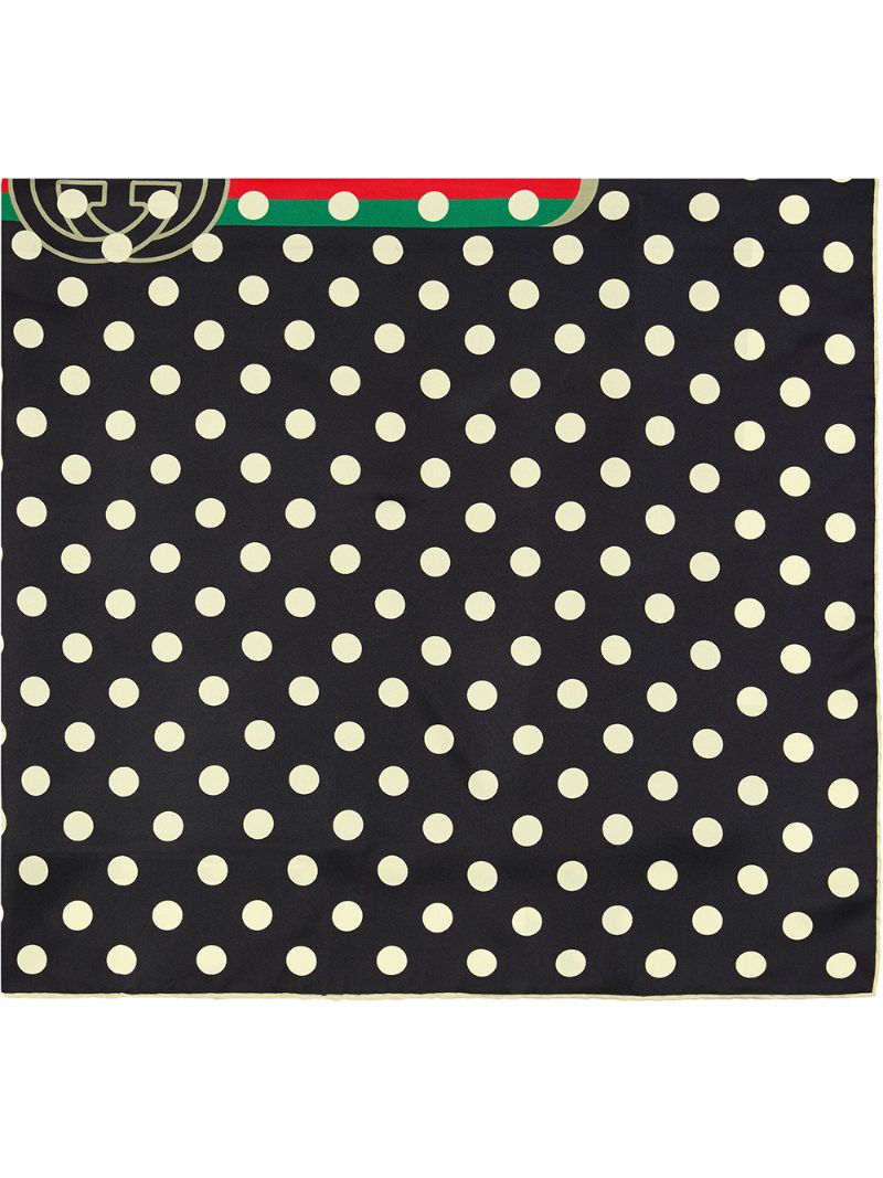 Gucci - polka dot   logo scarf - women - Silk - One Size - Black