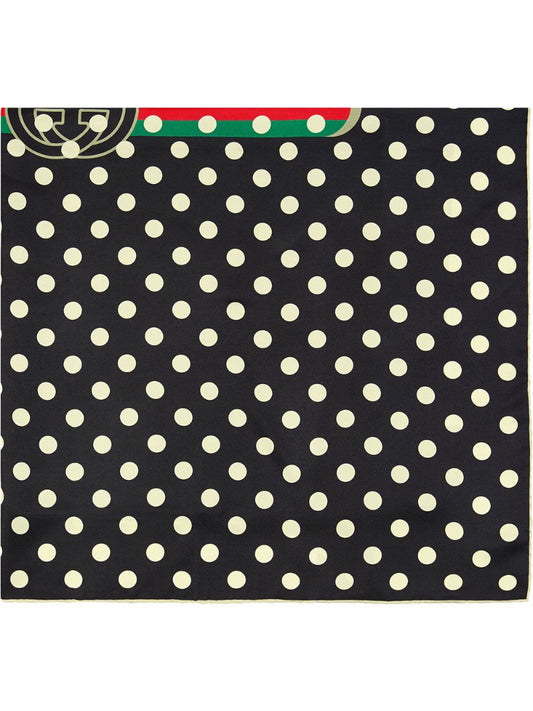 Gucci - polka dot   logo scarf - women - Silk - One Size - Black