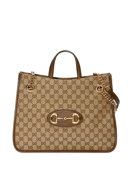 Gucci - Gucci 1955 Horsebit tote bag - women - Cotton/Leather/Canvas - One Size - NEUTRALS