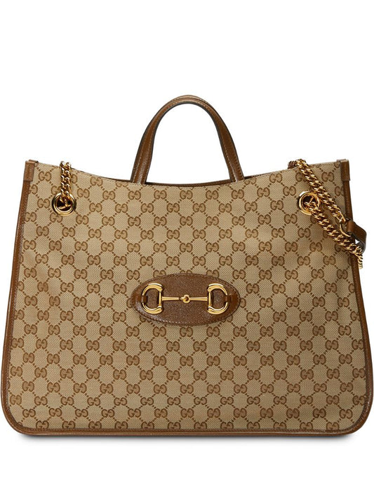 Gucci - Gucci 1955 Horsebit tote bag - women - Cotton/Leather/Canvas/Gold Plated Metal - One Size - NEUTRALS