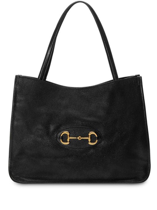 Gucci - Gucci 1955 Horsebit tote bag - women - Cotton/Leather/Gold Plated Metal - One Size - Black