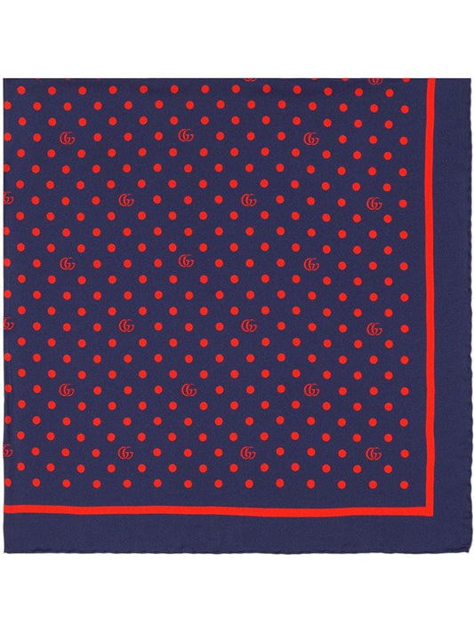 Gucci - polka dot and double G silk scarf - women - Silk - One Size - Blue