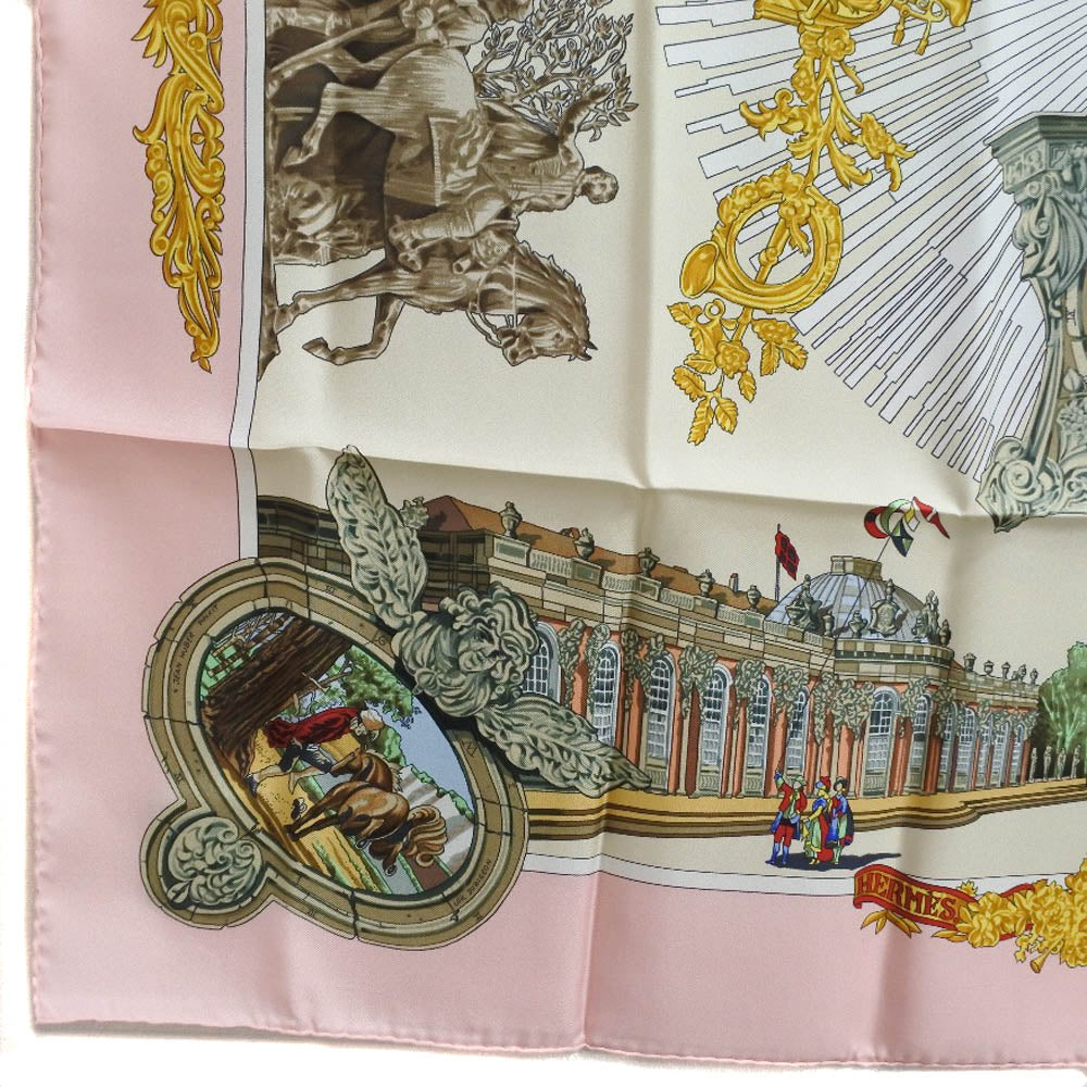 HERMES scarf silk pink SANSSOUCY Carre90 Women  d