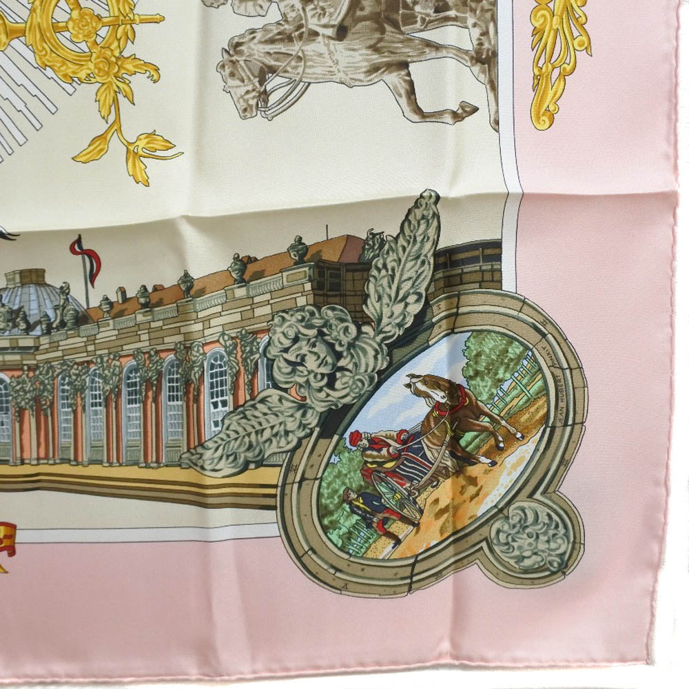 HERMES scarf silk pink SANSSOUCY Carre90 Women  d