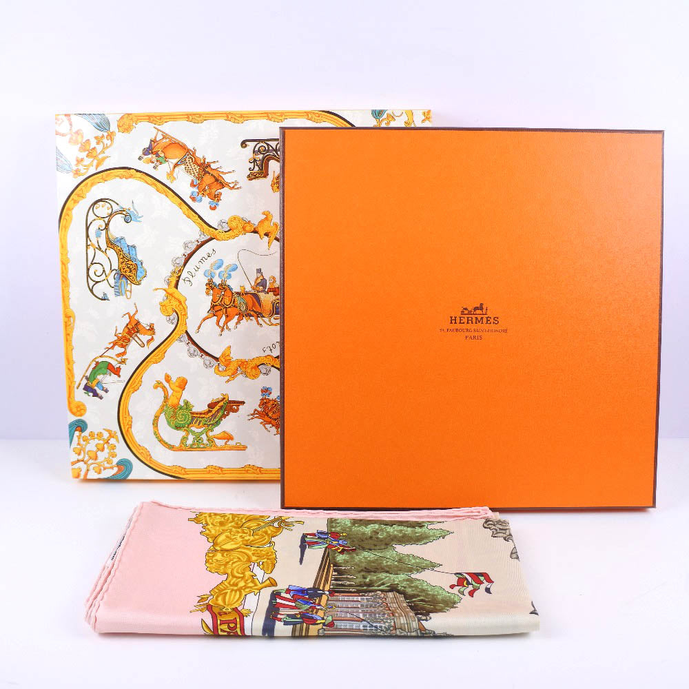 HERMES scarf silk pink SANSSOUCY Carre90 Women  d