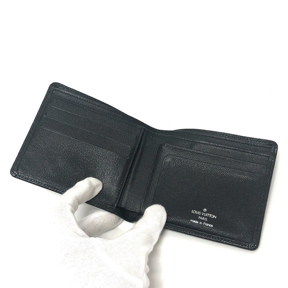 LOUIS VUITTON Folded wallet M30462 Taiga Leather black Porte Billets?Cartes Crdit