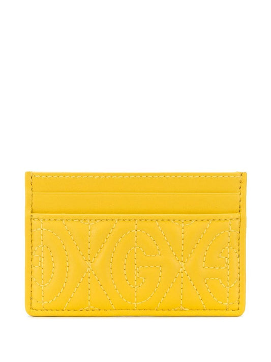 Gucci - stitched logo cardholder - men - Calf Leather - One Size - yellow