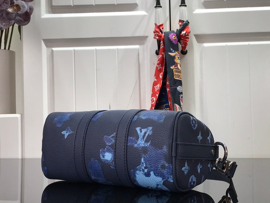 Top Quality Keepall XS Monogram Watercolor Blue Canvas By Virgil Abloh For Men, Bags, Shoulder And Crossbody Bags 8.3in/21cm Top Quality M57844