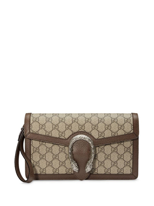 Gucci - Dionysus GG Supreme clutch - women - Leather/Canvas/Microfibre/Palladium Plated Brass - One Size - NEUTRALS