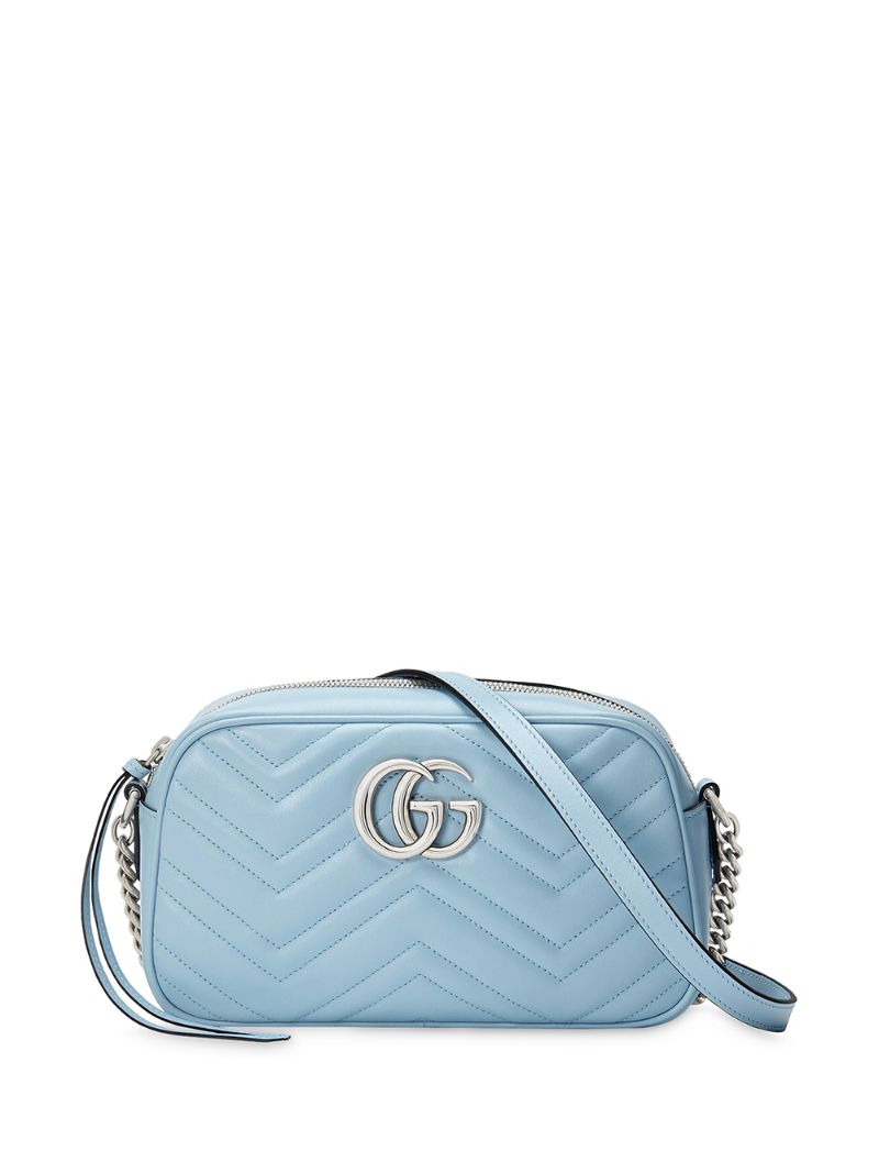 Gucci - small GG Marmont matelassé shoulder bag - women - Leather/Microfibre/Palladium Plated Brass - One Size - Blue